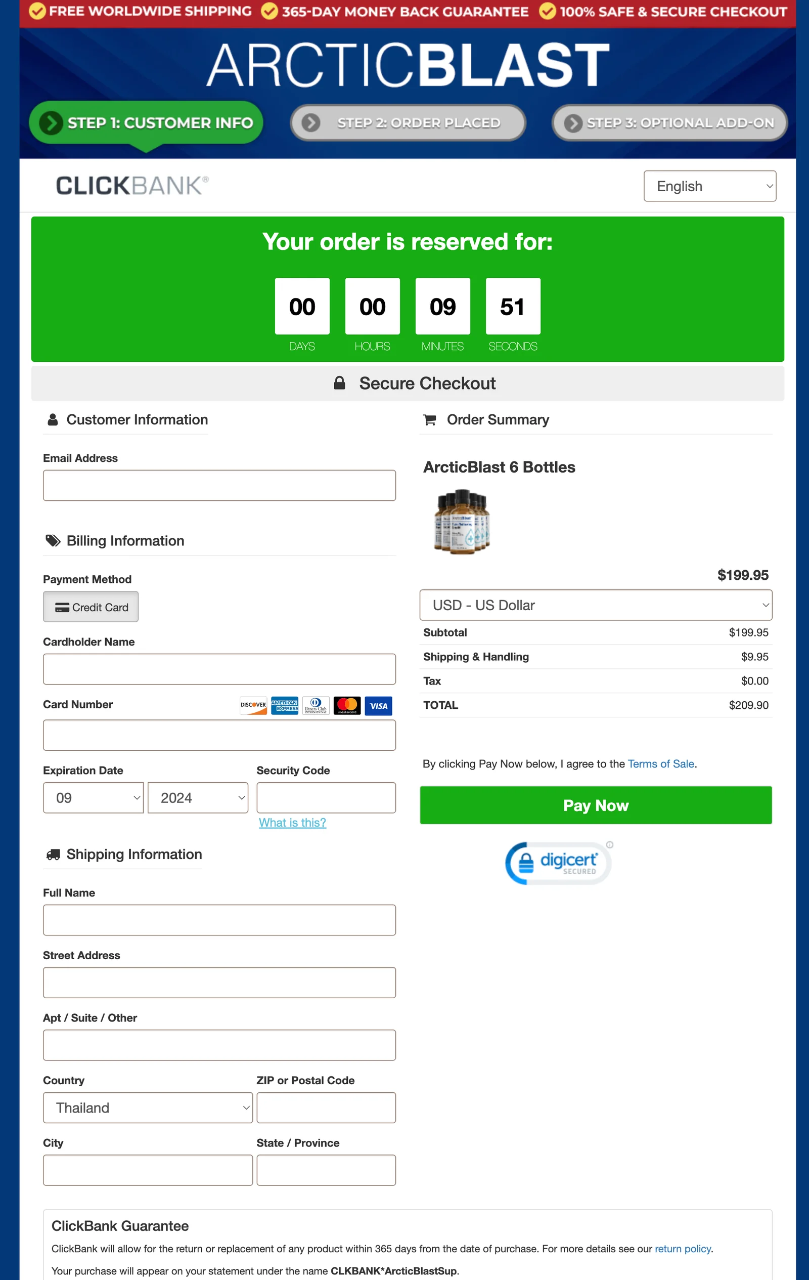 ArcticBlast Order Page